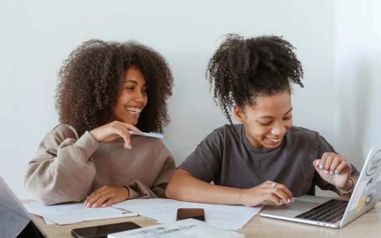 teen learning happy