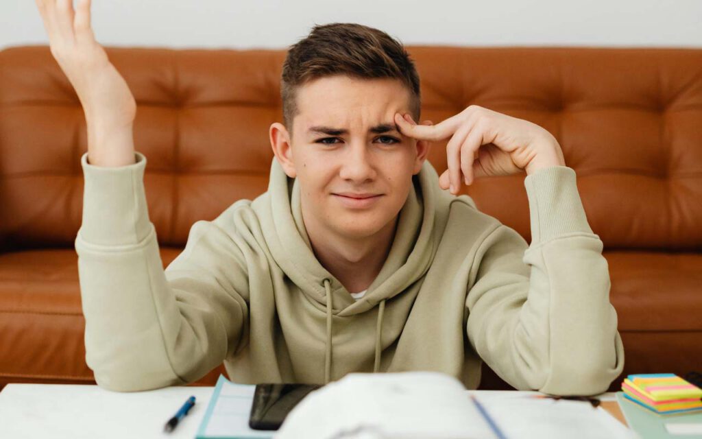 boy strees for exams
